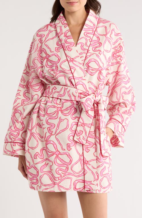 Kilo Brava Print Cotton Robe In Pink
