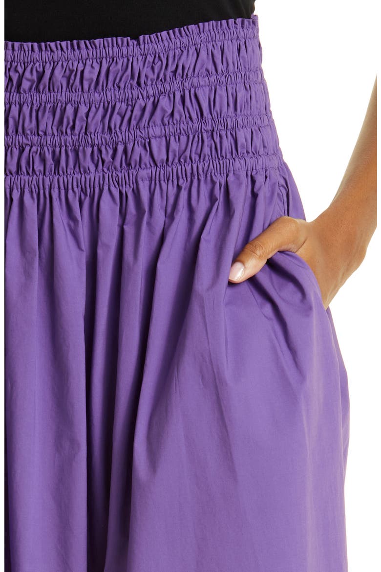 Smocked Waist Cotton Poplin Midi Skirt, Alternate, color, FOX GLOVE