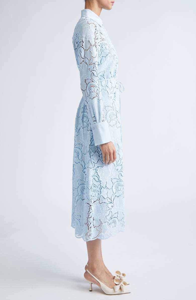 Erdem Long Sleeve Floral Cutwork Lace Shirtdress, Alternate, color, Dream Blue