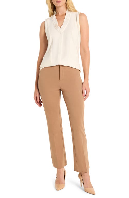 Nic + Zoe Nic+zoe Cotton Bi Stretch Plaza Demi Boot Pants In Burro