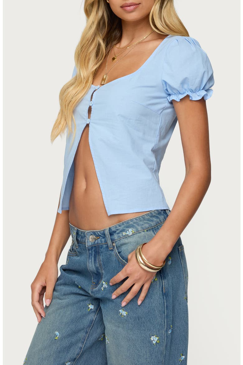 Dorothea Split Front Cotton Top, Alternate, color, BLUE