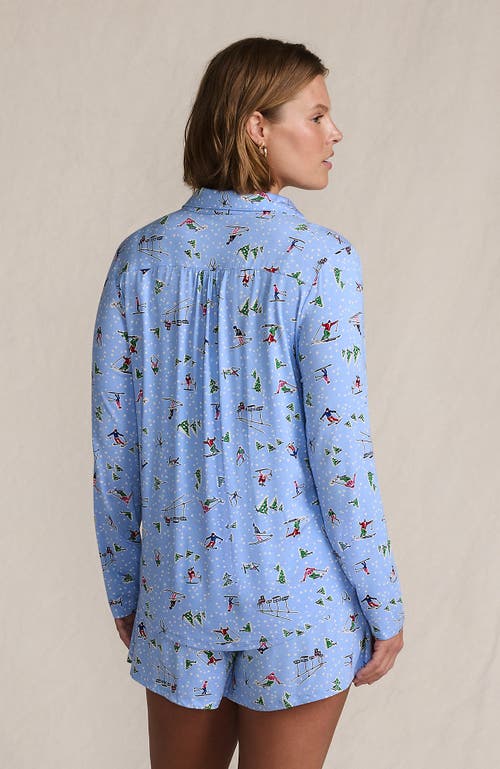 Lands' End Cooling 3 Piece Pajama Set In Blue
