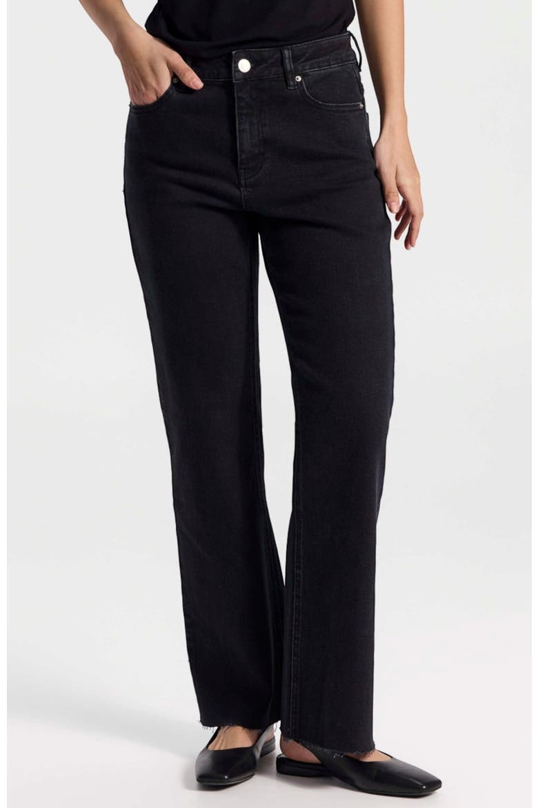 Mid-Rise Straight-Leg Jeans, Main, color, Black