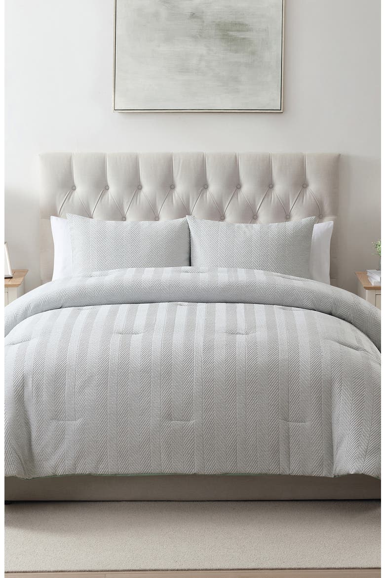 Herringbone Microfiber Reversible Comforter & Sham Set, Alternate, color, GREEN
