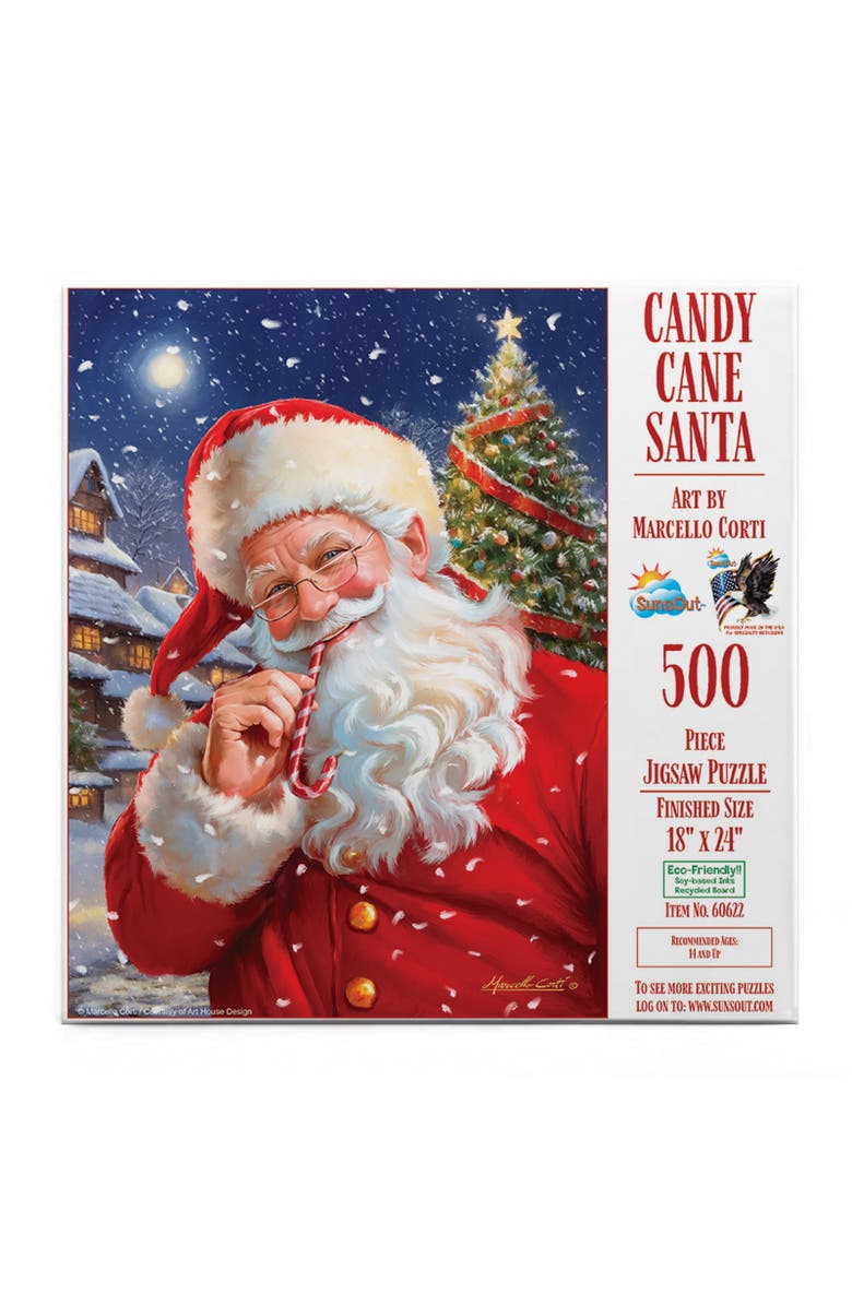 Sunsout Candy Cane Santa 500 piece Jigsaw Puzzle for Adults, Alternate, color, Multicolor