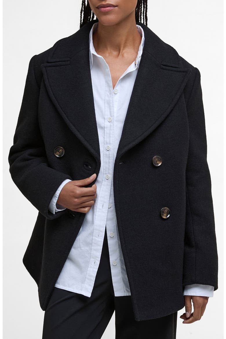 Indie Wool Blend Peacoat, Main, color, BLACK/ONYX TARTAN