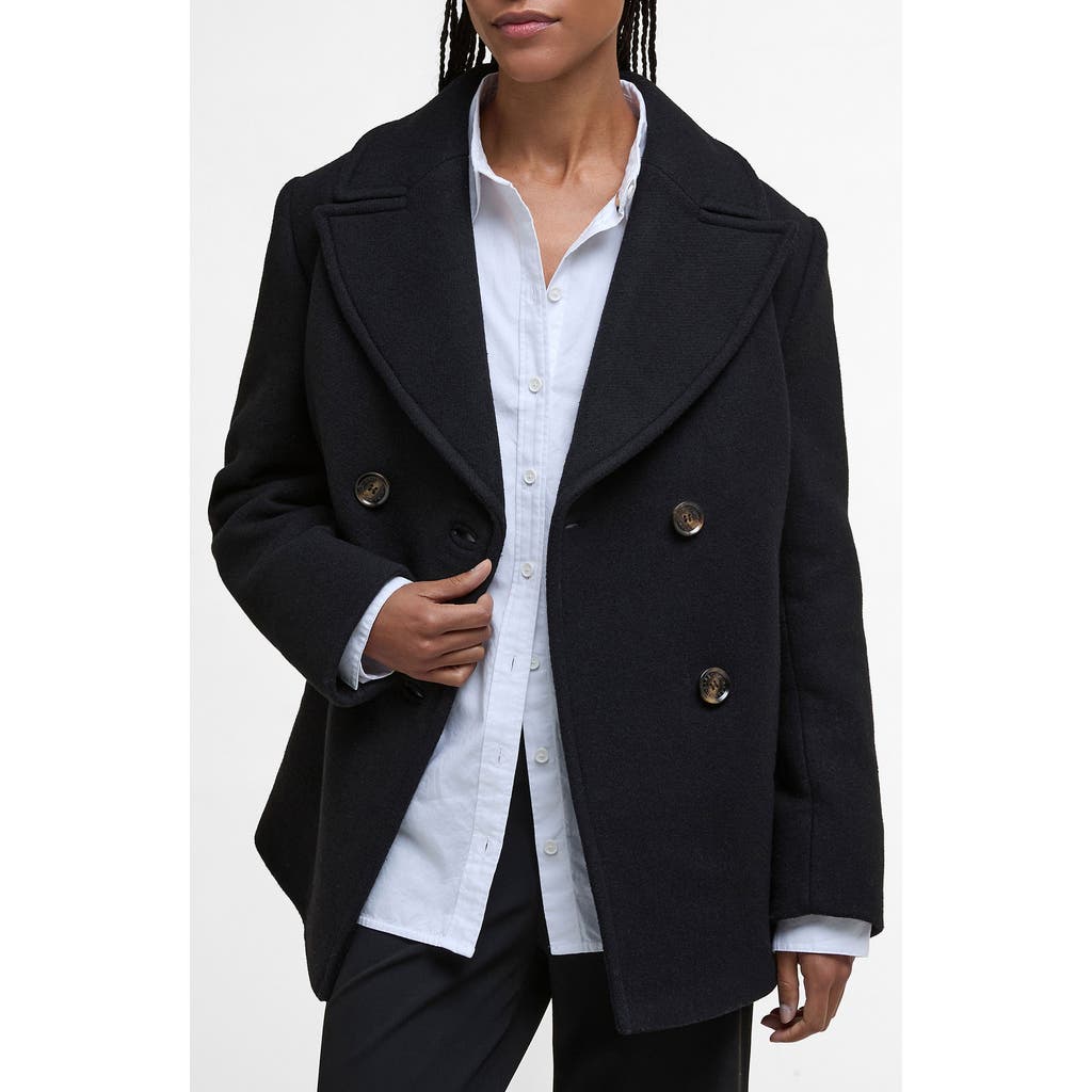Barbour Indie Wool Blend Peacoat In Black