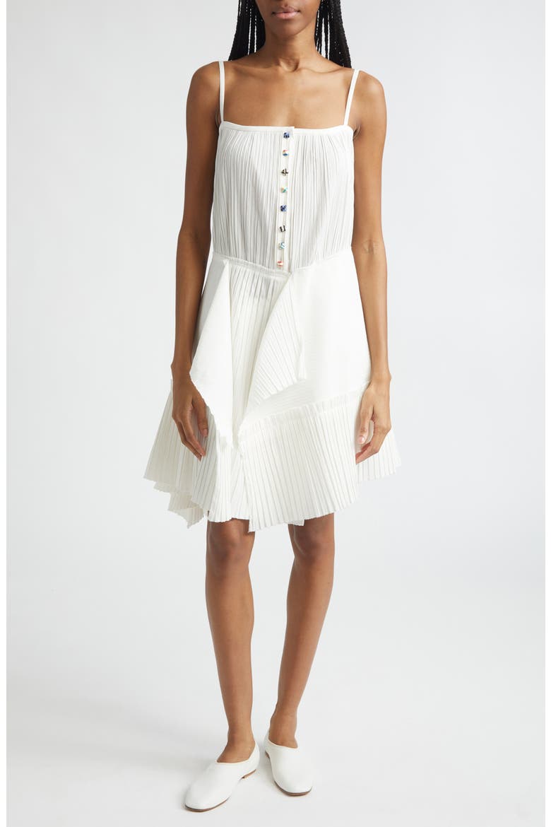 Pleated Asymmetric Dress, Main, color, IVORY