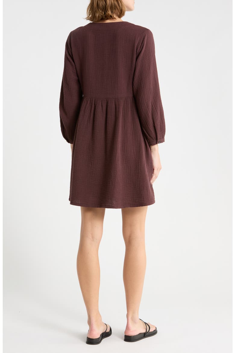 Nima Long Sleeve Double Gauze Cotton Minidress, Alternate, color, CHOCOLATE RAISIN