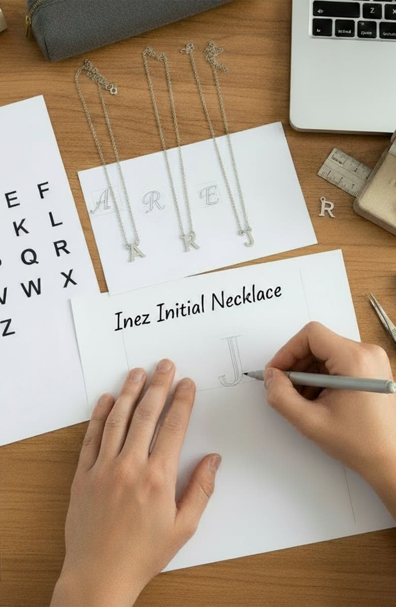 Oak & Luna Inez Initial Necklace - Sterling Silver 925, Alternate, color, Letter A