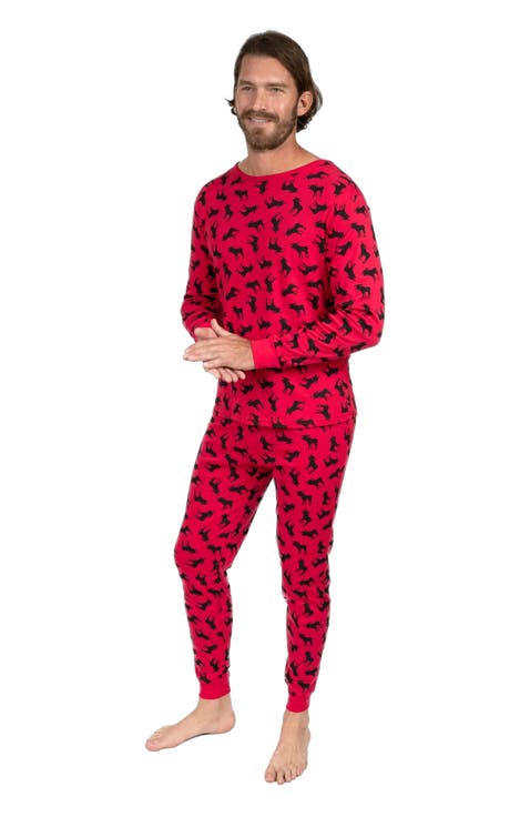 Men
s Cotton Matching Family Holiday Pajamas, Reindeer 
Moose Prints