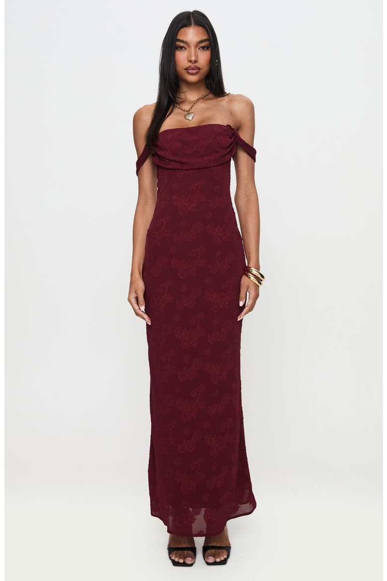 Azura Off the Shoulder Gown, Alternate, color, BURGUNDY