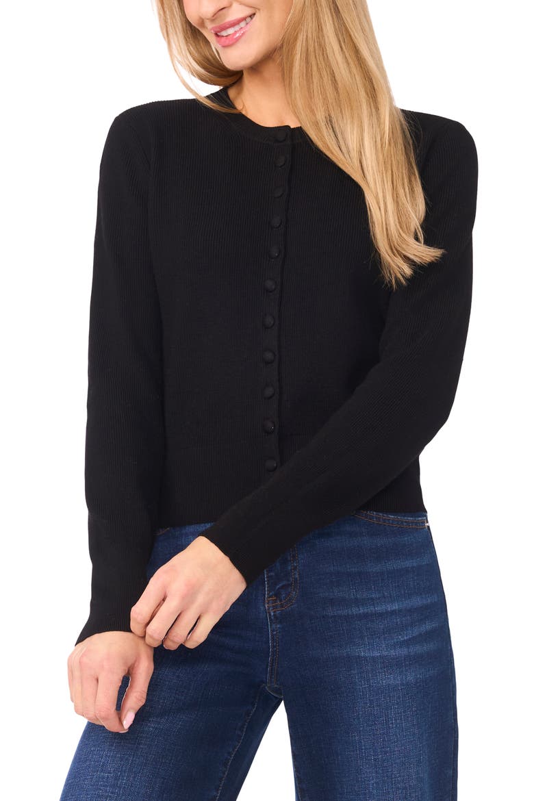 Rib Cardigan, Main, color, RICH BLACK