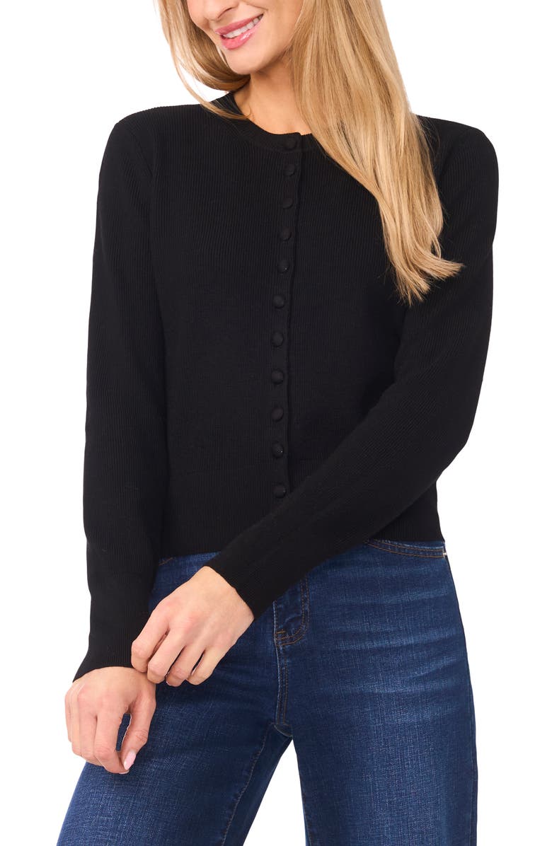 CeCe Rib Cardigan, Main, color, Rich Black