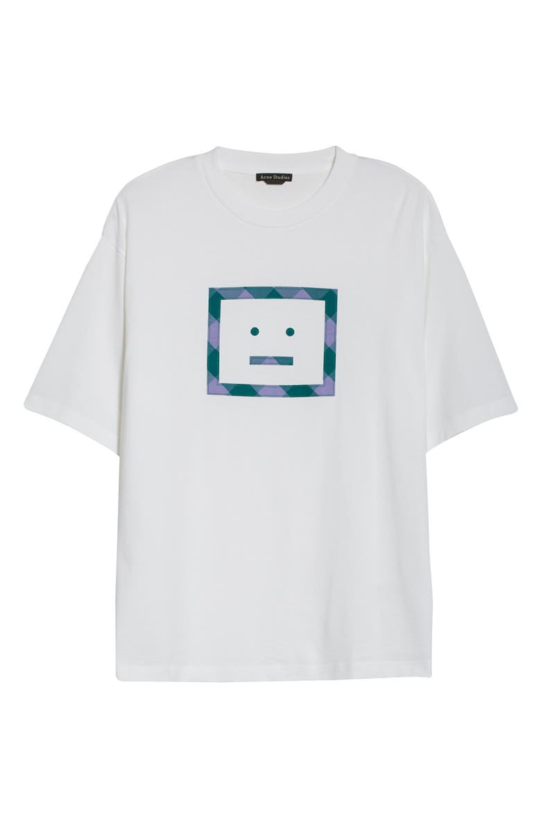 Acne Studios Erian Check Face Graphic Tee, Alternate, color, 