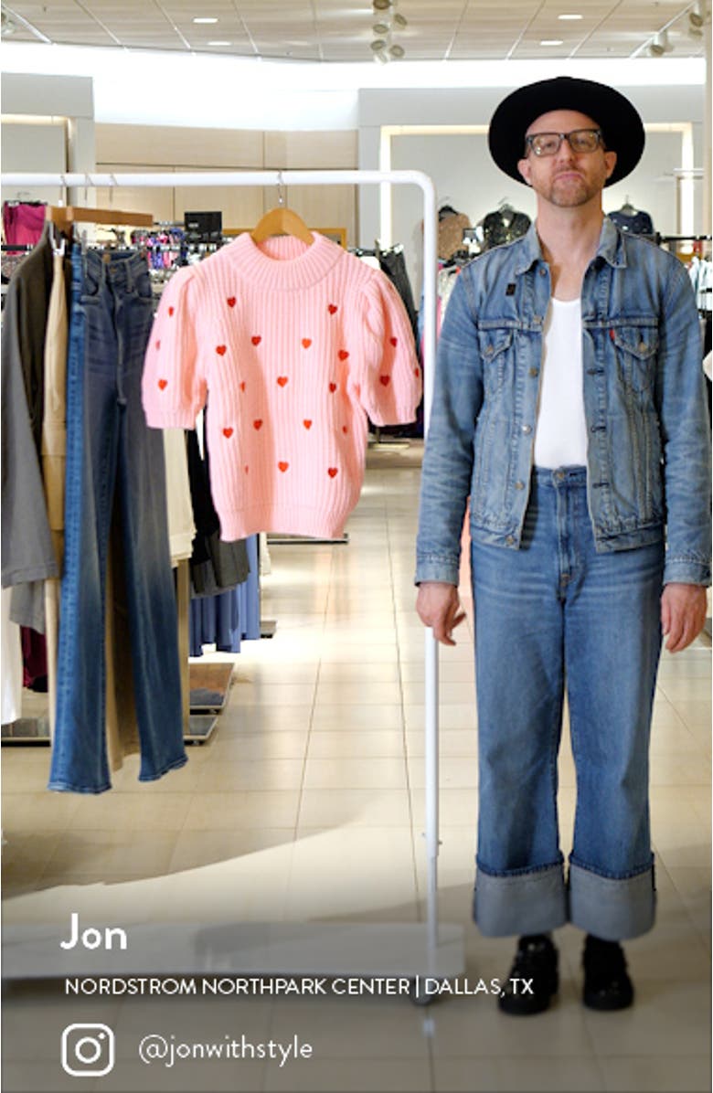 Heart Embroidered Puff Sleeve Sweater, sales video thumbnail