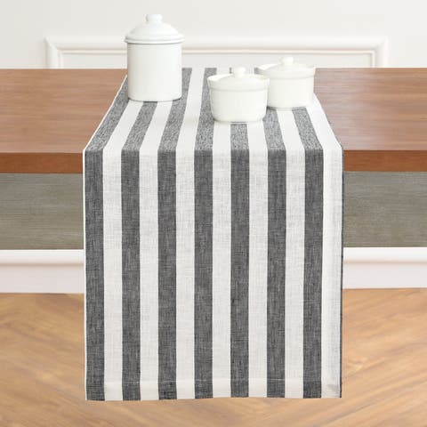 Linen Table Runner for Dining Table, Holiday and Everyday Table Decor - Sorrento Stripe