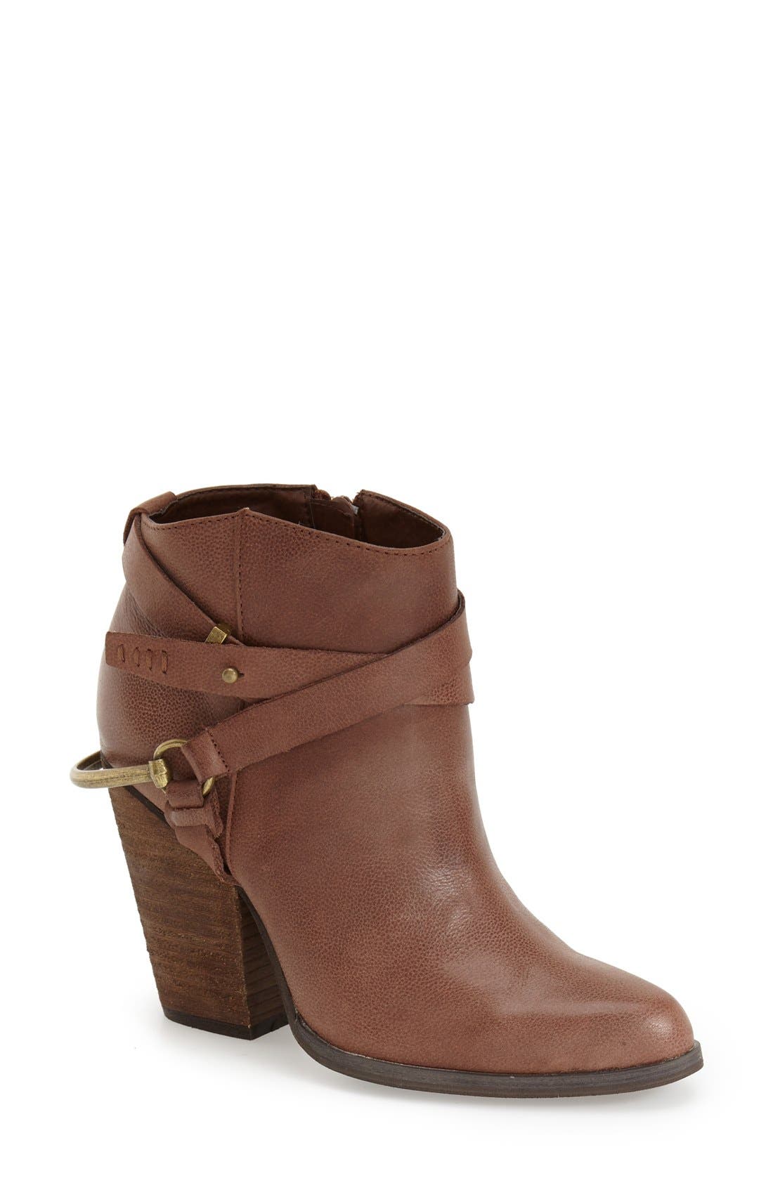 Ankle Bootie, Main, color, BROWN LEATHER