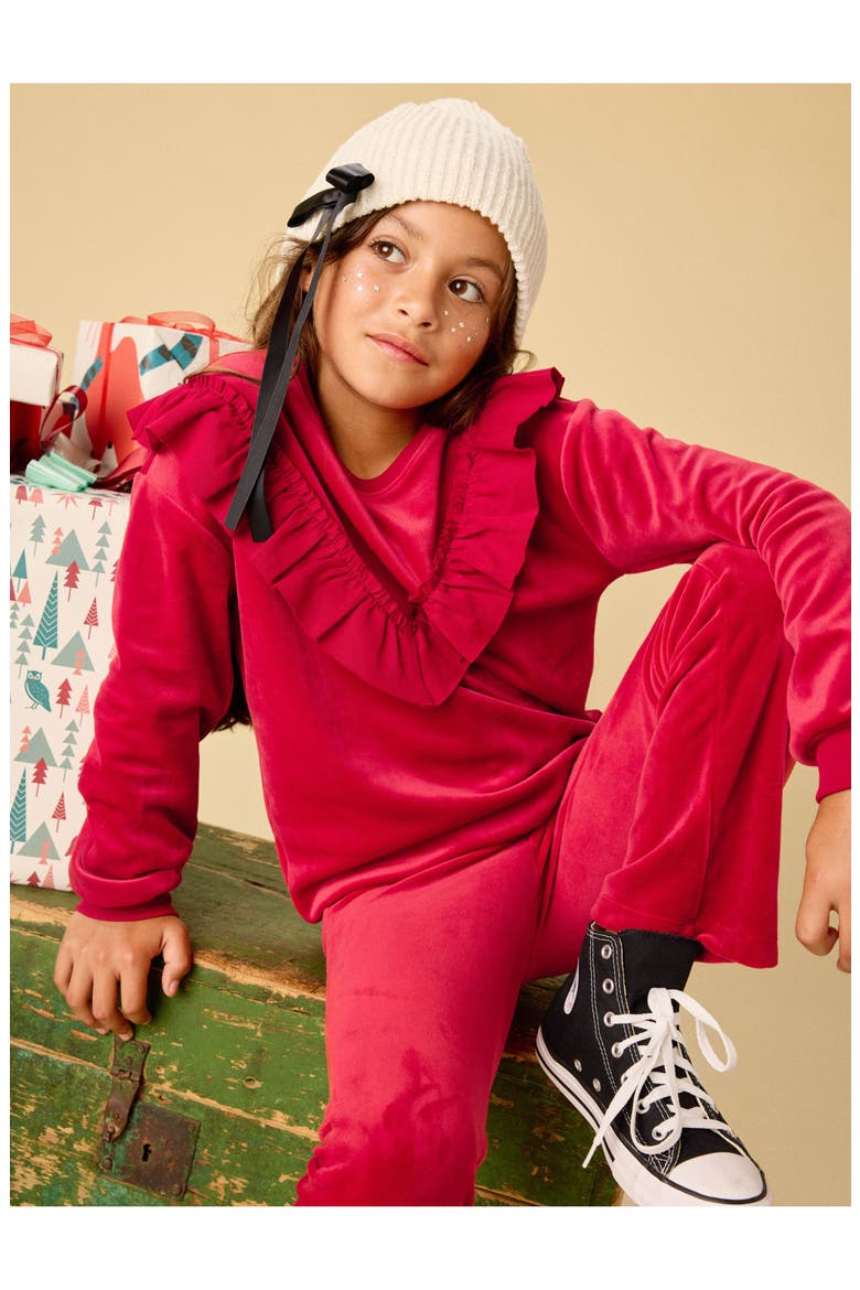 Very Velour Flare Pants, Alternate, color, RED WAGON