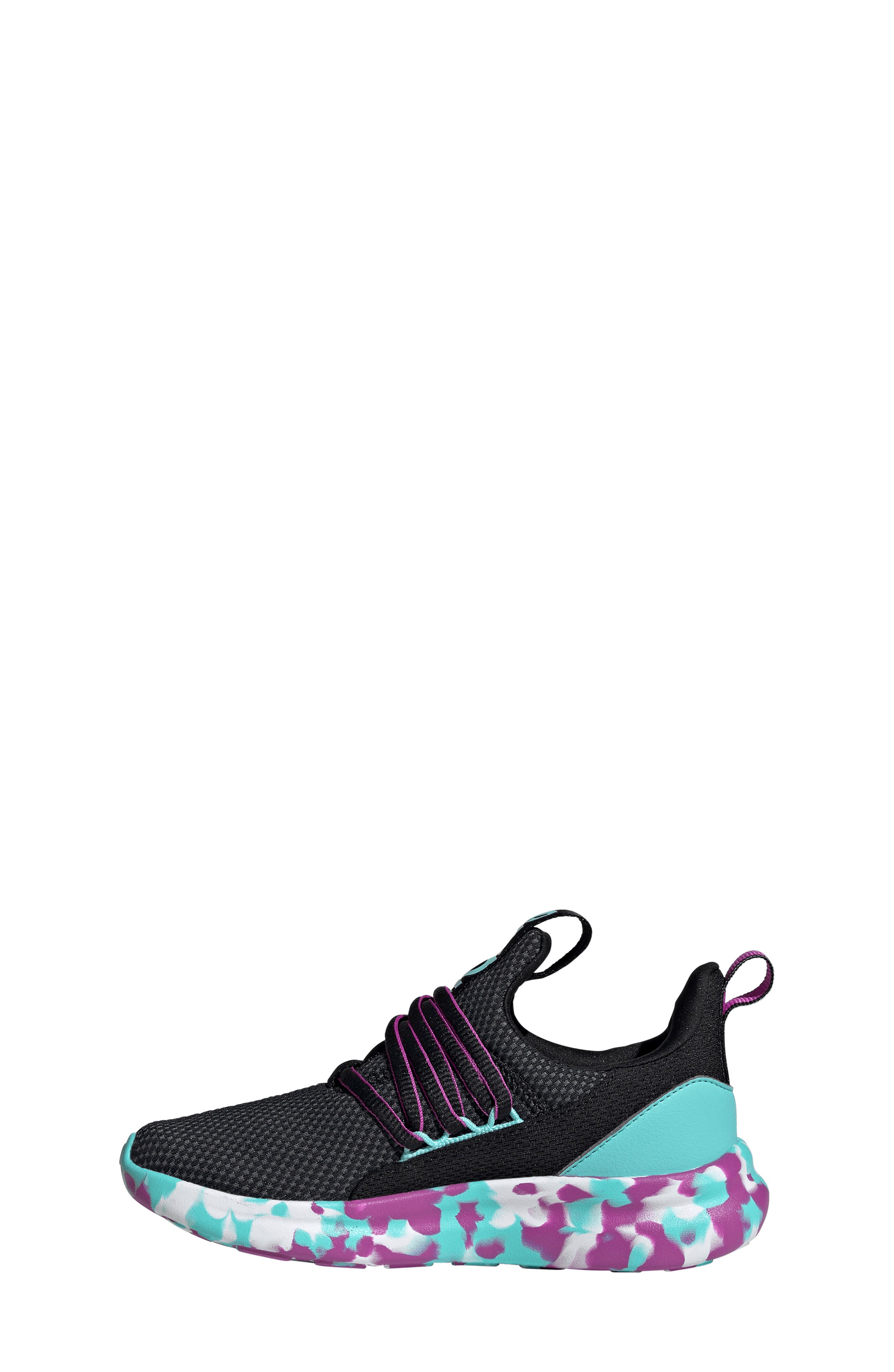 adidas Kids' Lite Racer Adapt 7-0 Sneaker, Alternate, color, Black/ Purple / Aqua