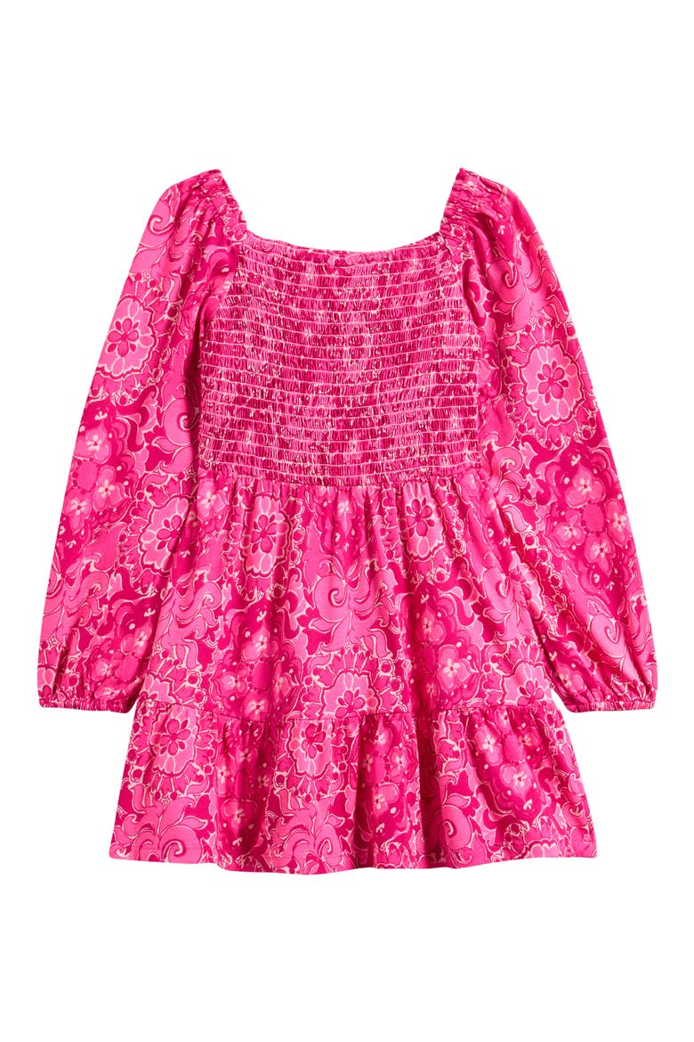 Kids' Mini Jilly Smocked Cotton Long Sleeve Dress, Alternate, color, PINK ASTER THE CASBAH ALLOVER