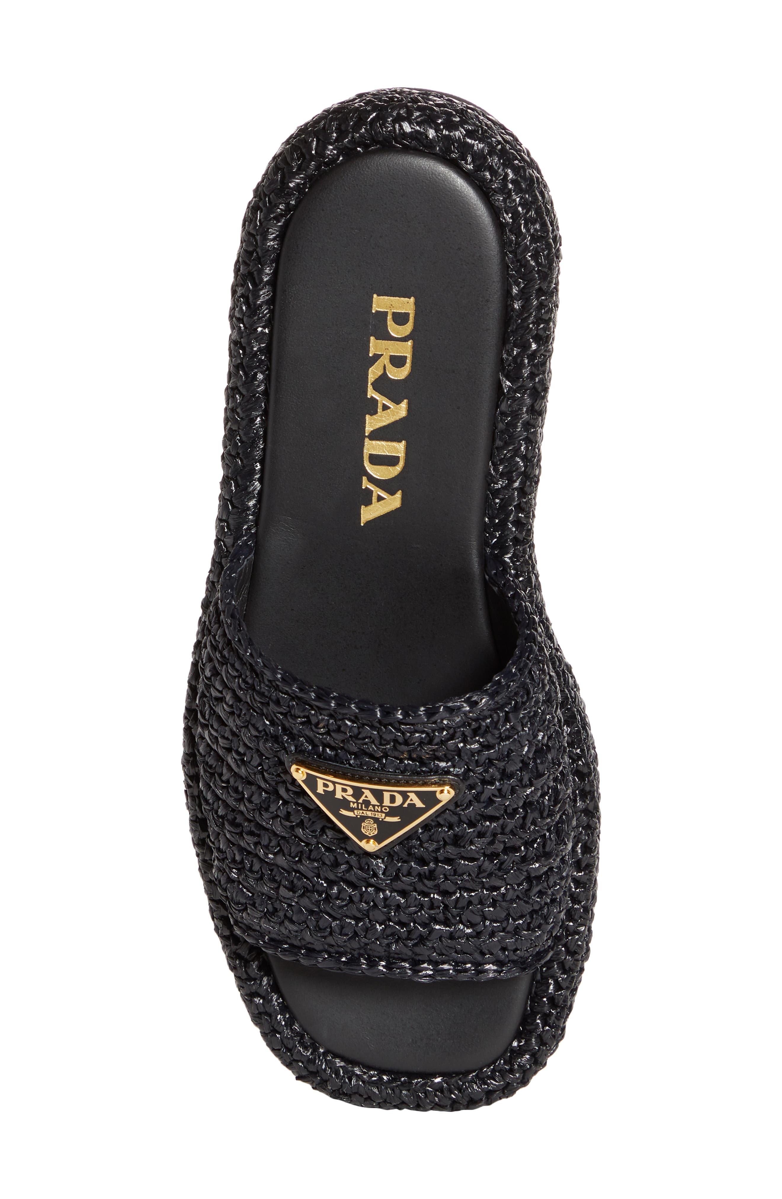 Prada Raffia Flatform Slide Sandal, Alternate, color, 
