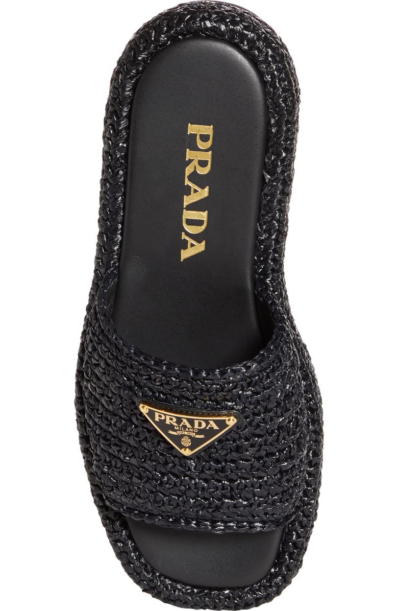 Prada Raffia Flatform Slide Sandal, Alternate, color,
