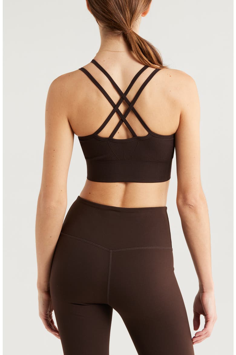Seamless Strappy Sports Bra, Alternate, color, BROWN MOLE