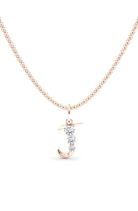 Graduated Lab Created Diamond Initial Letter Pendant Necklace