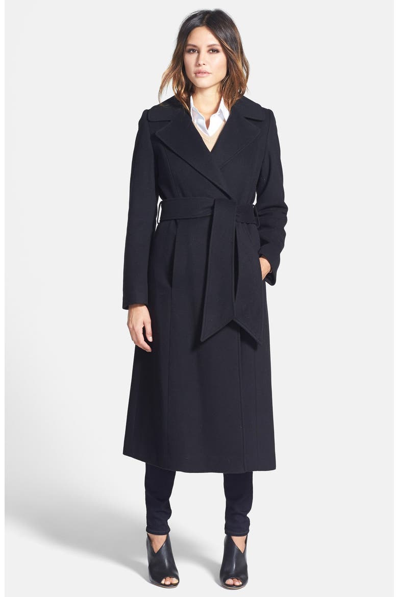 'Hollywood' Long Wrap Coat, Main, color, BLACK