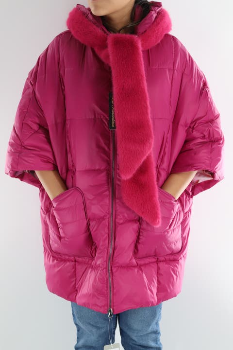 Puffer Jacket with Faux Fur Scarf