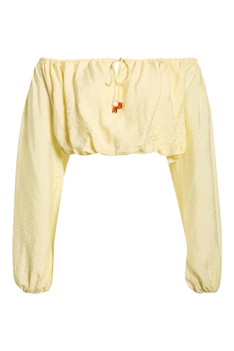Off the Shoulder Bubble Hem Top, Alternate, color, PASTEL YELLOW