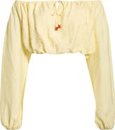 KITTENISH Off the Shoulder Bubble Hem Top