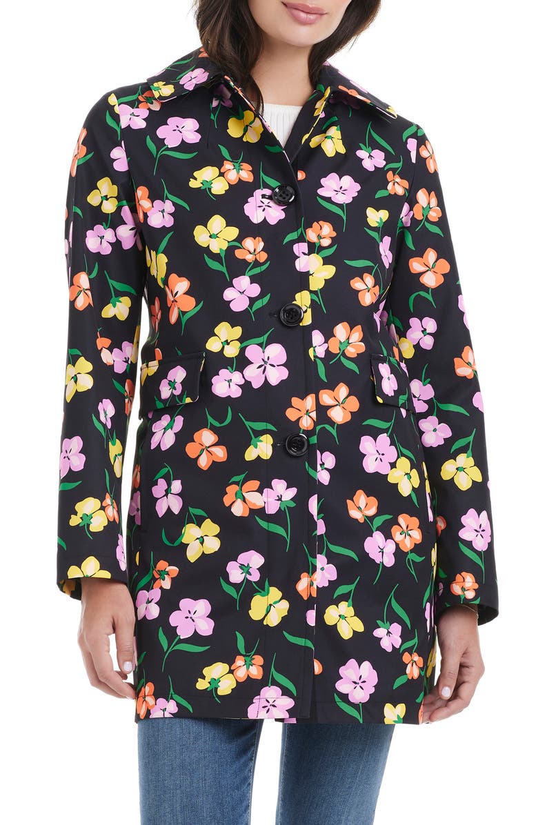 Kate Spade New York floral hooded rain coat, Alternate, color, 