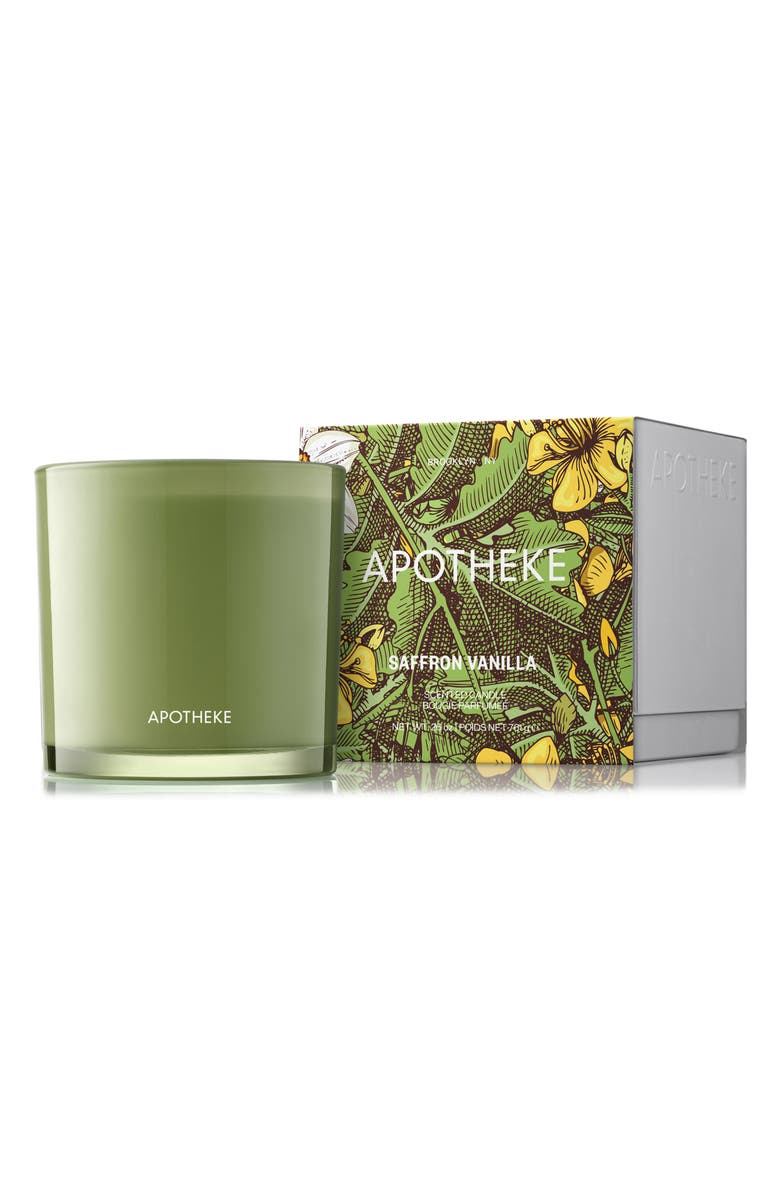 APOTHEKE Saffron Vanilla 3-Wick Candle, Main, color, Green