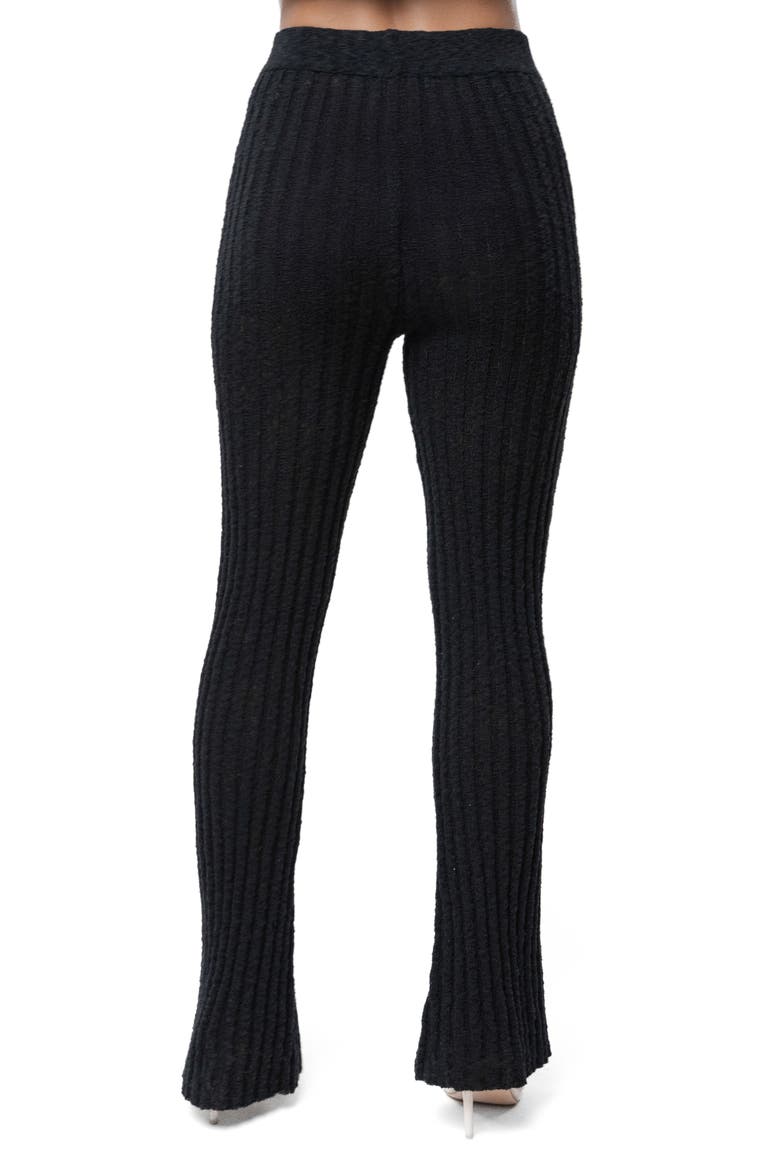 Lanah Rib Knit Flare Pants, Alternate, color, BLACK