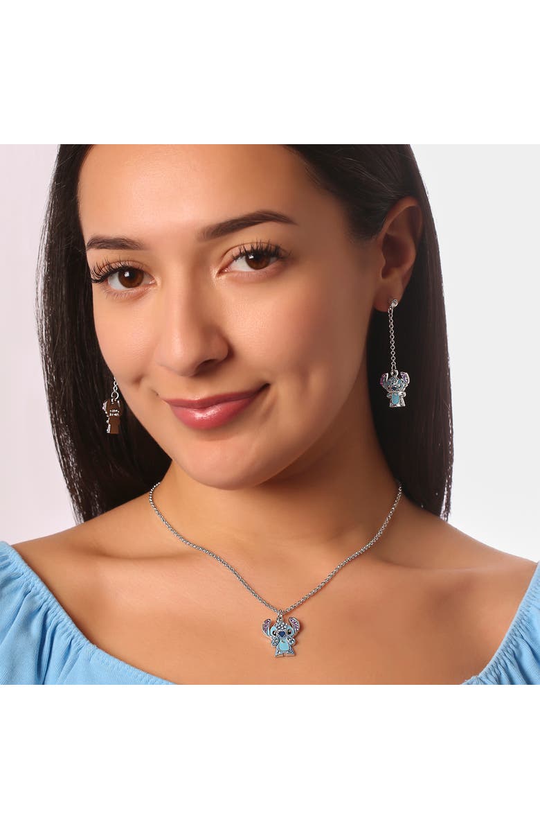 Disney Lilo & Stitch Pave Crystal Pendant Necklace, Alternate, color, Silver, Blue