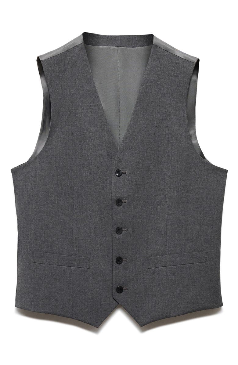MANGO Slim Fit Heathered Grey Stretch Vest, Alternate, color, 