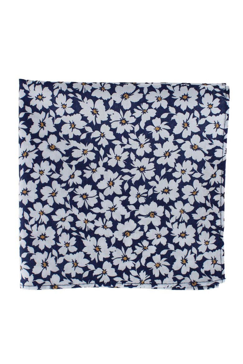 Simple and Classy Cotton Foral Handkerchief, Alternate, color, Navy