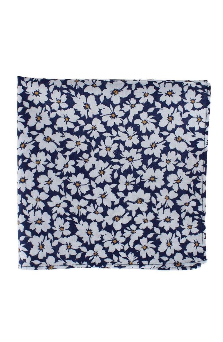 Ascentix Simple and Classy Cotton Foral Handkerchief, Alternate, color, Navy