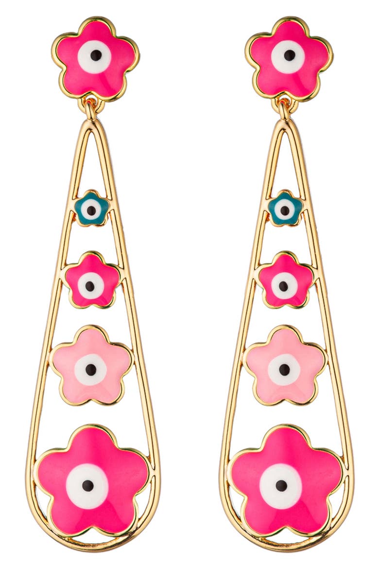 Neda Flower Drop Earrings, Main, color, GOLD