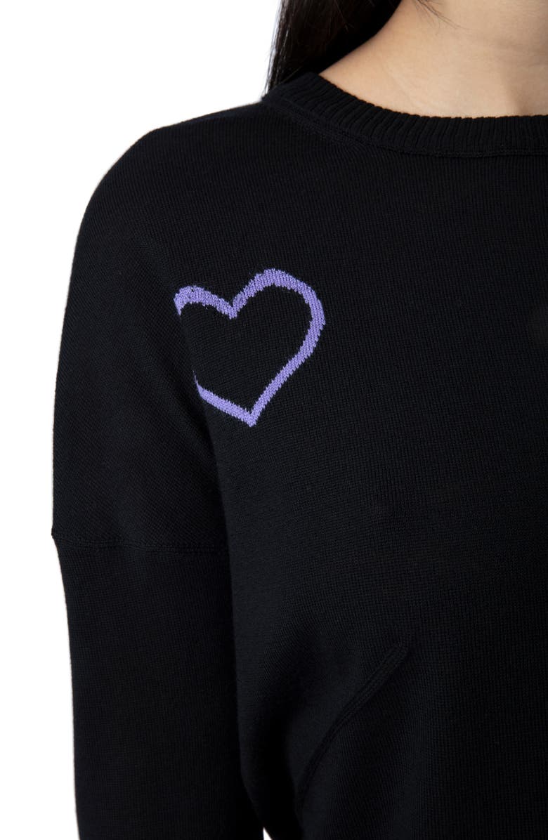 Zadig & Voltaire Gaby Intarsia Heart Wool Crewneck Sweater, Alternate, color, 