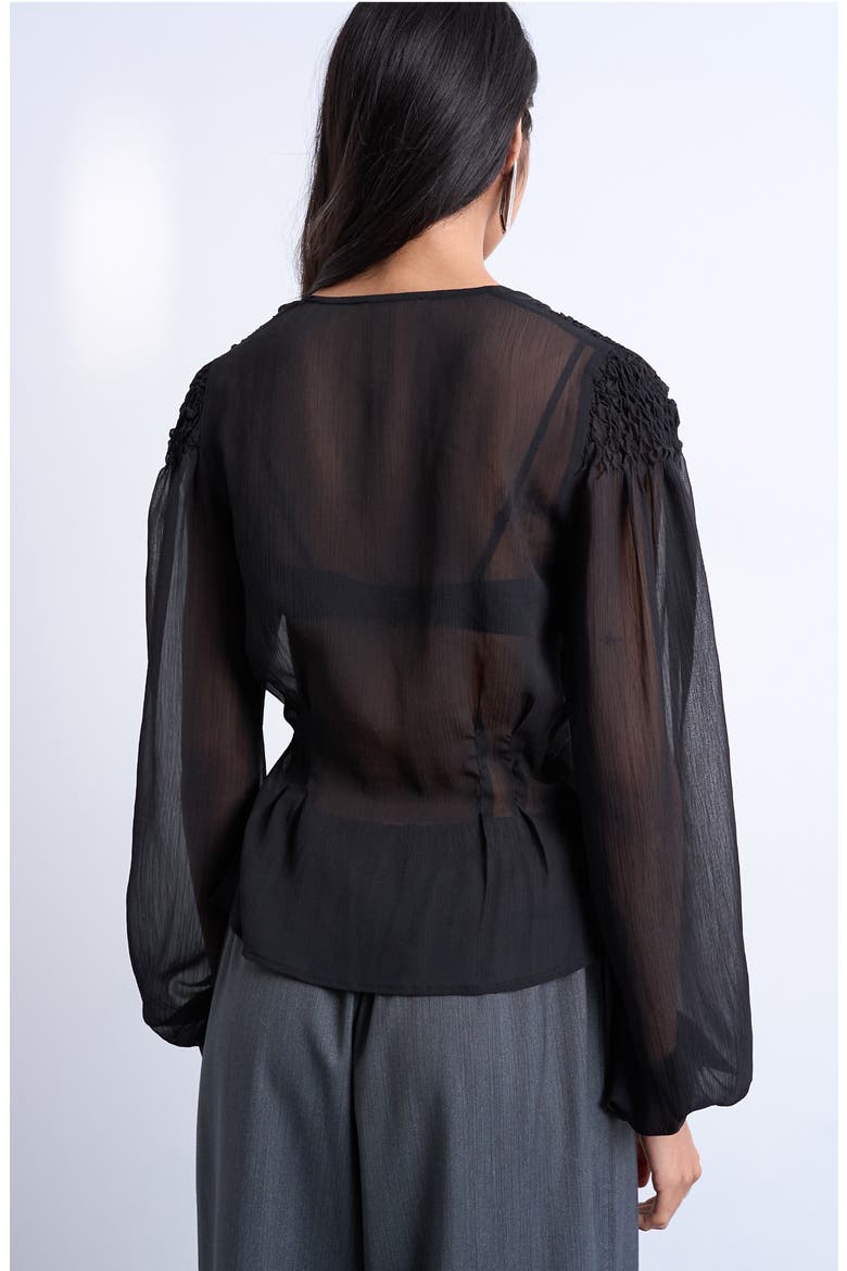 Sheer Peplum Top, Alternate, color, BLACK