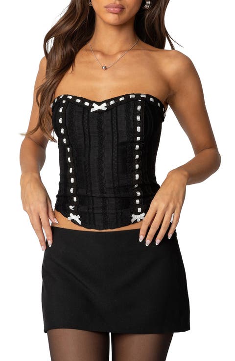 Mist Lacey Ribbon Corset Top