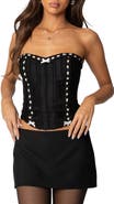 EDIKTED Mist Lacey Ribbon Corset Top