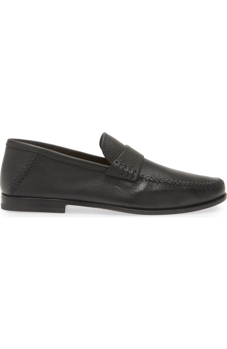 Santoni Paine Moc Toe Loafer, Alternate, color, Black