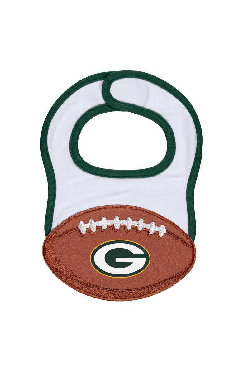 WEAR by Erin Andrews Newborn & Infant WEAR by Erin Andrews White Green Bay Packers Sleep & Play Full-Zip Sleeper & Bib Set, Alternate, color, 