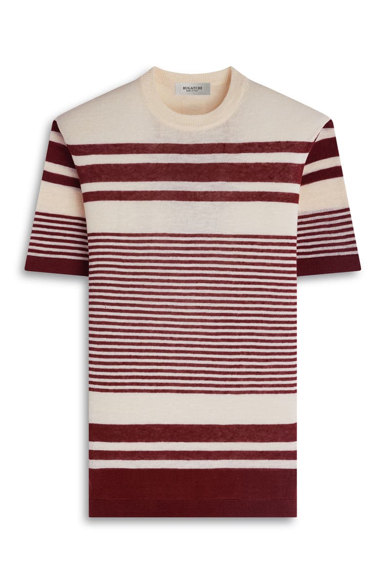 Bugatchi Stripe Short Sleeve Linen & Cotton Blend Sweater, Alternate, color, Sienna