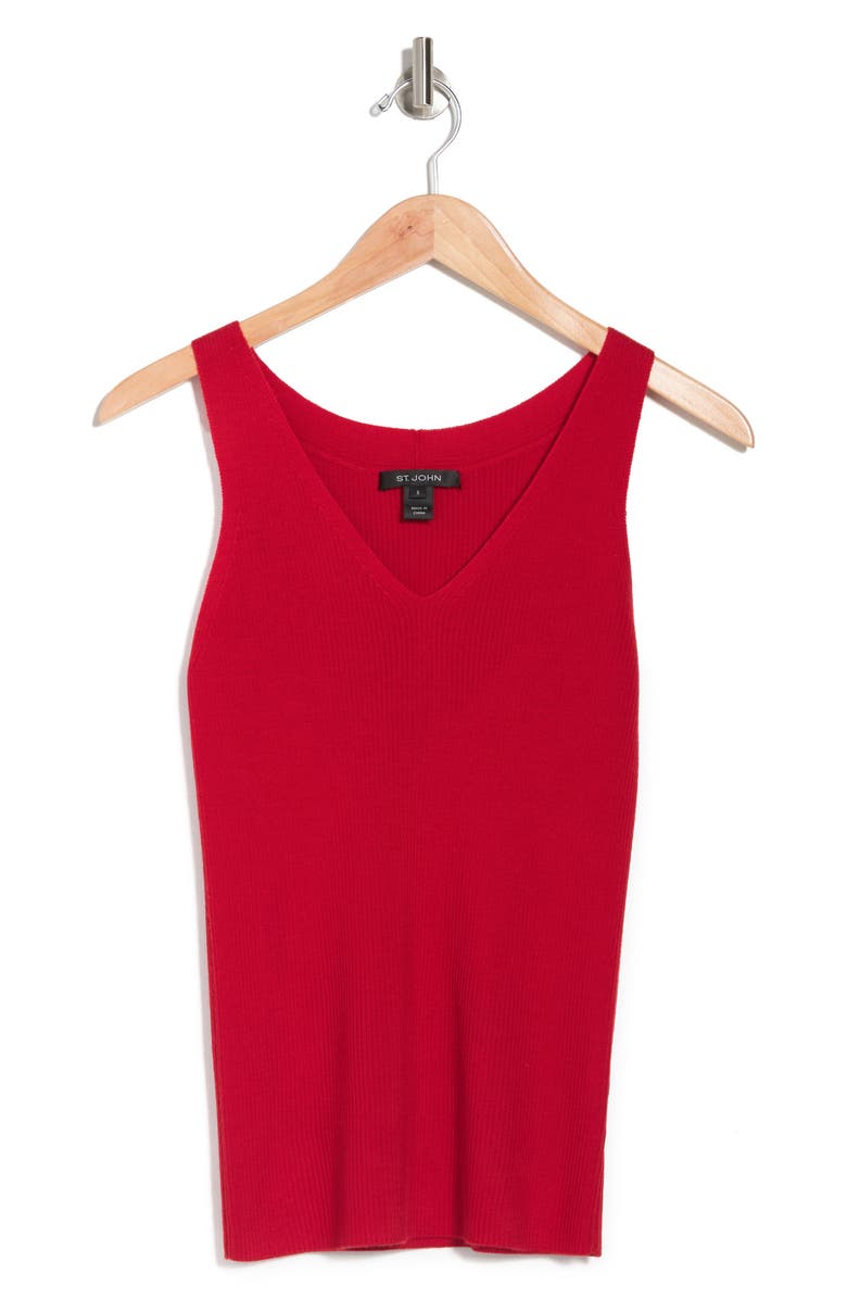 St. John Collection Wool Ribbed Knit Shell Tank Top, Alternate, color, 