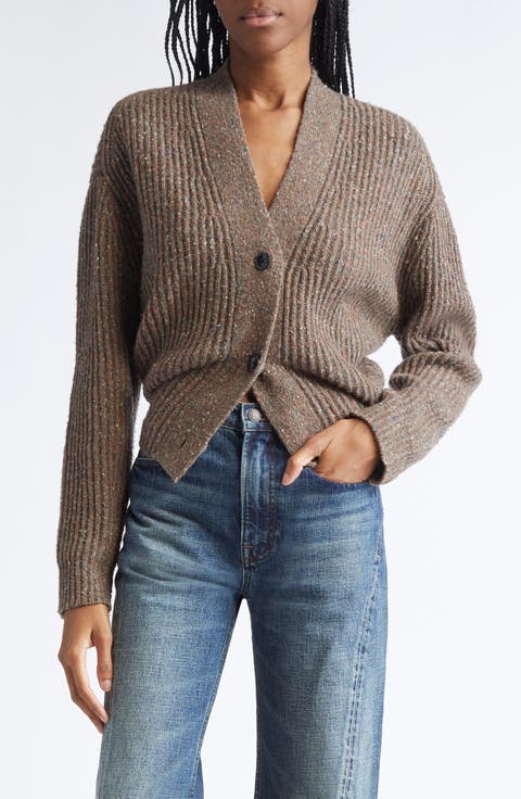 Split Hem Wool Blend Cardigan